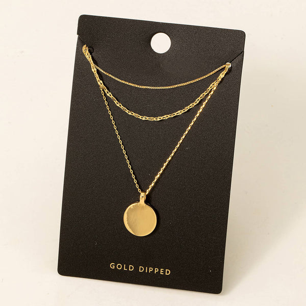 Gold Dipped Coin Layered Necklace