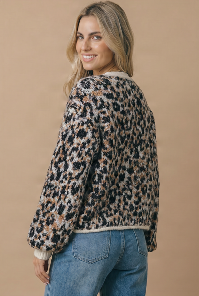 Leopard Gold Button Cardigan