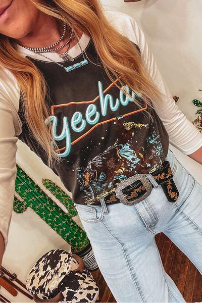 Western Yeehaw Raglan Sleeve Top