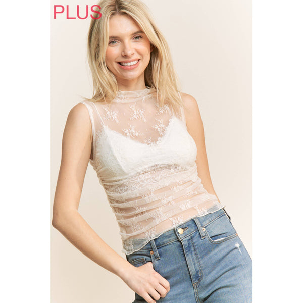 Lace High Neck Tank