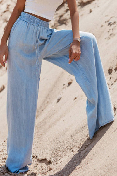 Wide Leg Chambray Pants