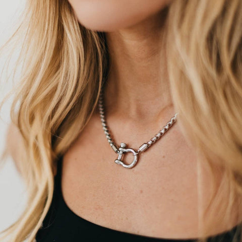  Lucky Me Horseshoe Toggle Necklace! measures 19 inches