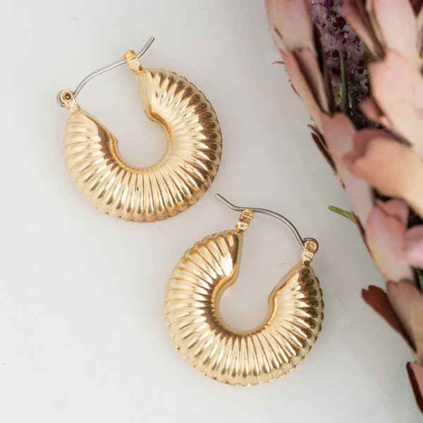Classic Textured Hoop Nickel-Free Earrings