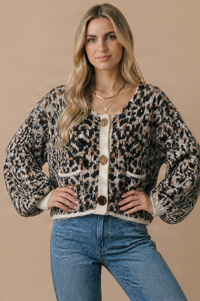 Leopard Gold Button Cardigan