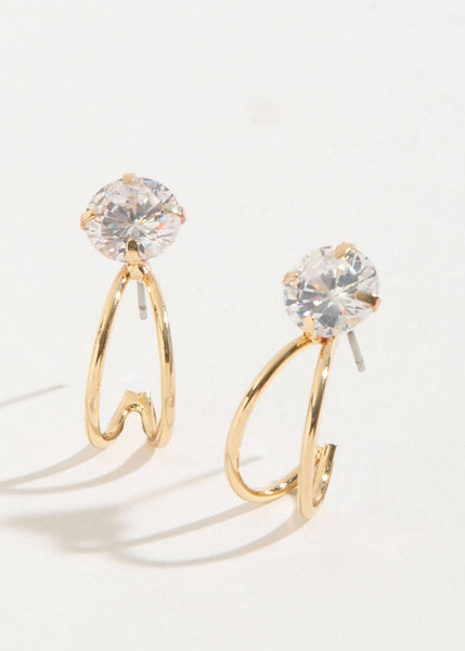 Cubic Zirconia Double Hoop Dazzlers Stud Earrings