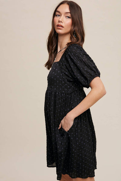 Dot Puff Sleeve Dress
