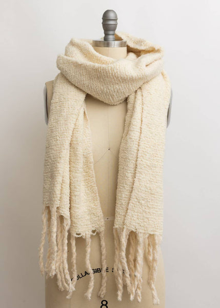Off white oversized scarf with tassels 