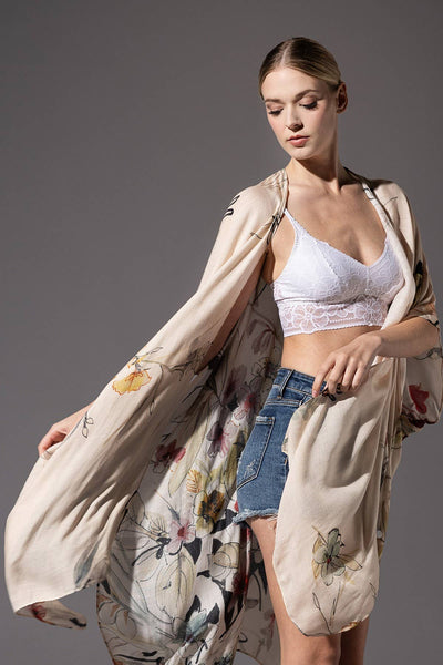 Ivory Floral Kimono