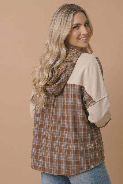 Plaid Color Block Hoodie
