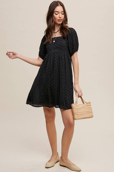 Dot Puff Sleeve Dress