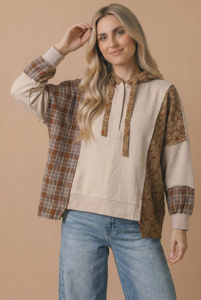 Plaid Color Block Hoodie