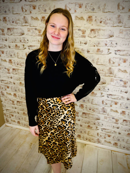 Leopard Satin Skirt