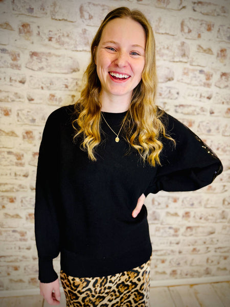 Black Sweater Sequin Stripe