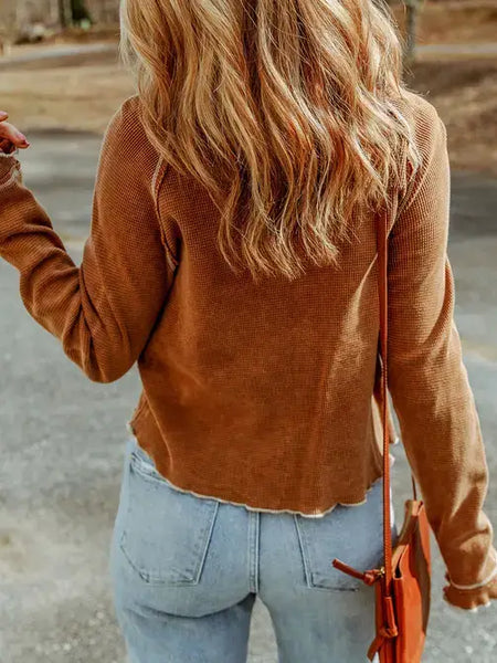 Waffle Round Neck Top