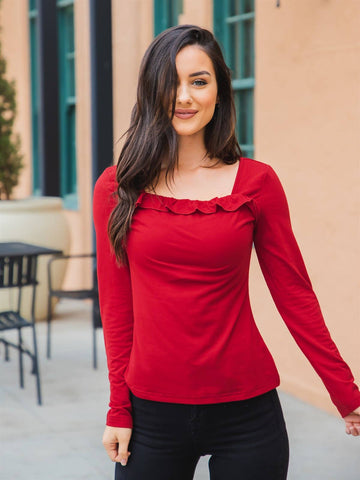 Square Neck Ruffle Top