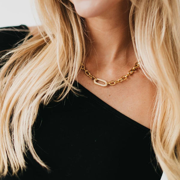 Michaela diamond chain necklace measures 16"-19" inches