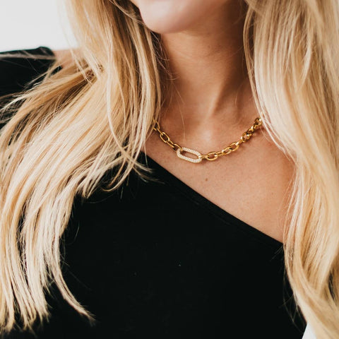 Michaela diamond chain necklace measures 16"-19" inches