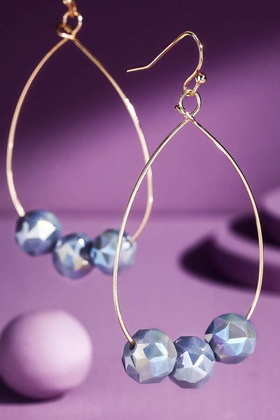 Teardrop Earring Gray Beads
