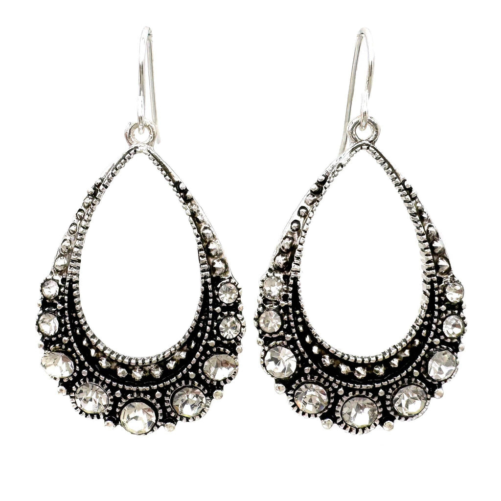 Teardrop Rhinestone Metal Earrings