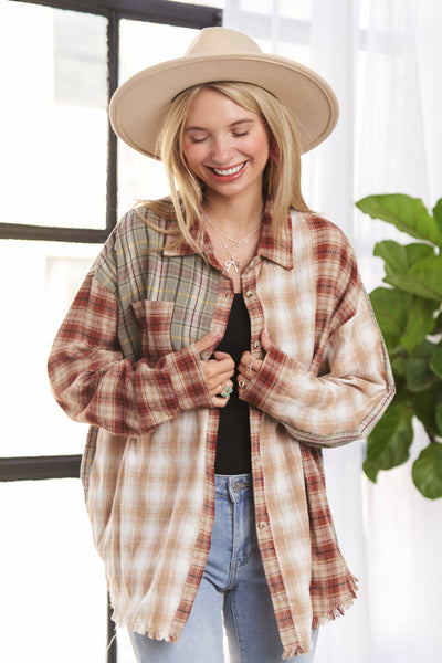 FRAYED EDGE PLAID SHIRT