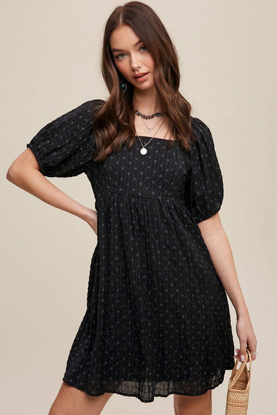 Dot Puff Sleeve Dress