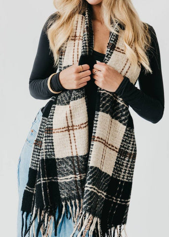 Plaid Fringe Scarf