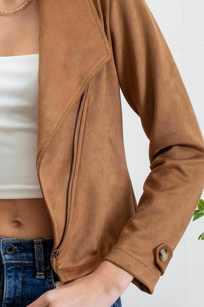 Faux Suede Moto Jacket