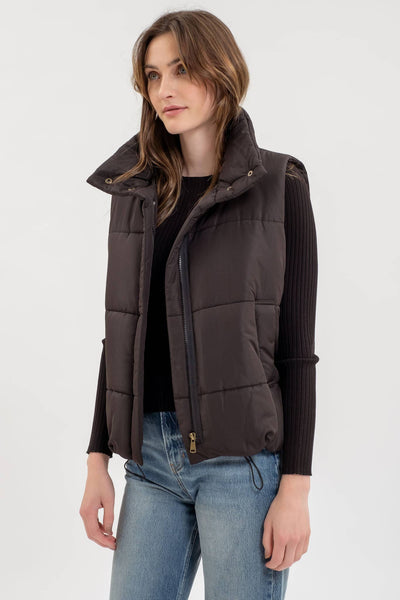 Solid Zip-up Puffer Vest