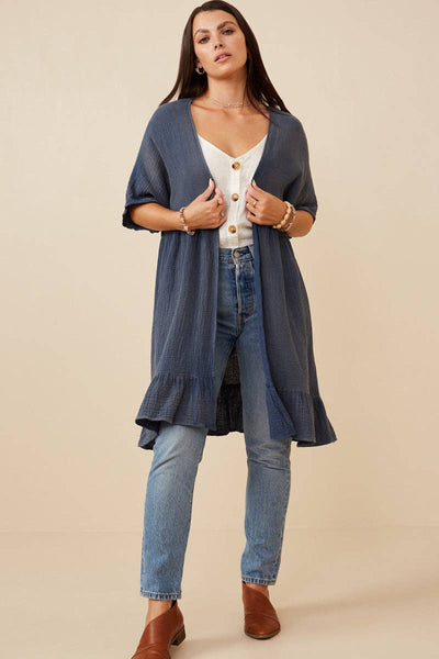 Washed Short Sleeve Kimono