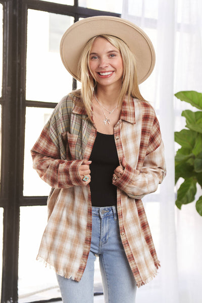 FRAYED EDGE PLAID SHIRT