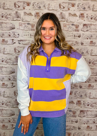 Purple & Gold Multi Stripe Top