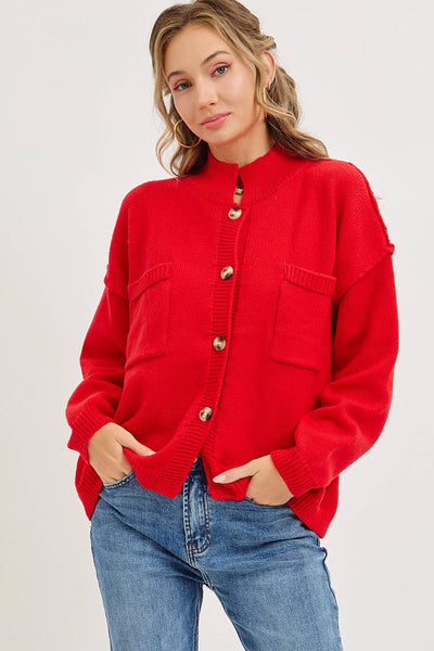 Red Button Down Sweater