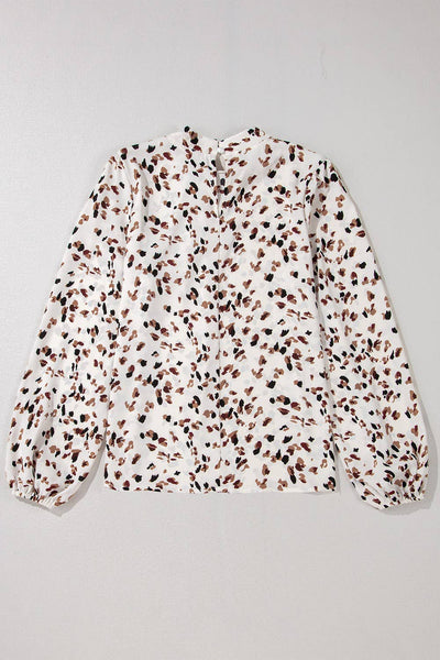 Lantern Sleeve Pleated Blouse