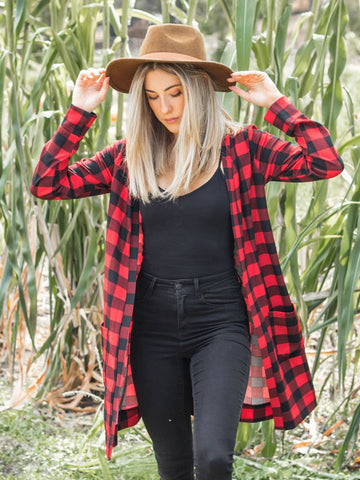 Buffalo Plaid Pocket Cardigan