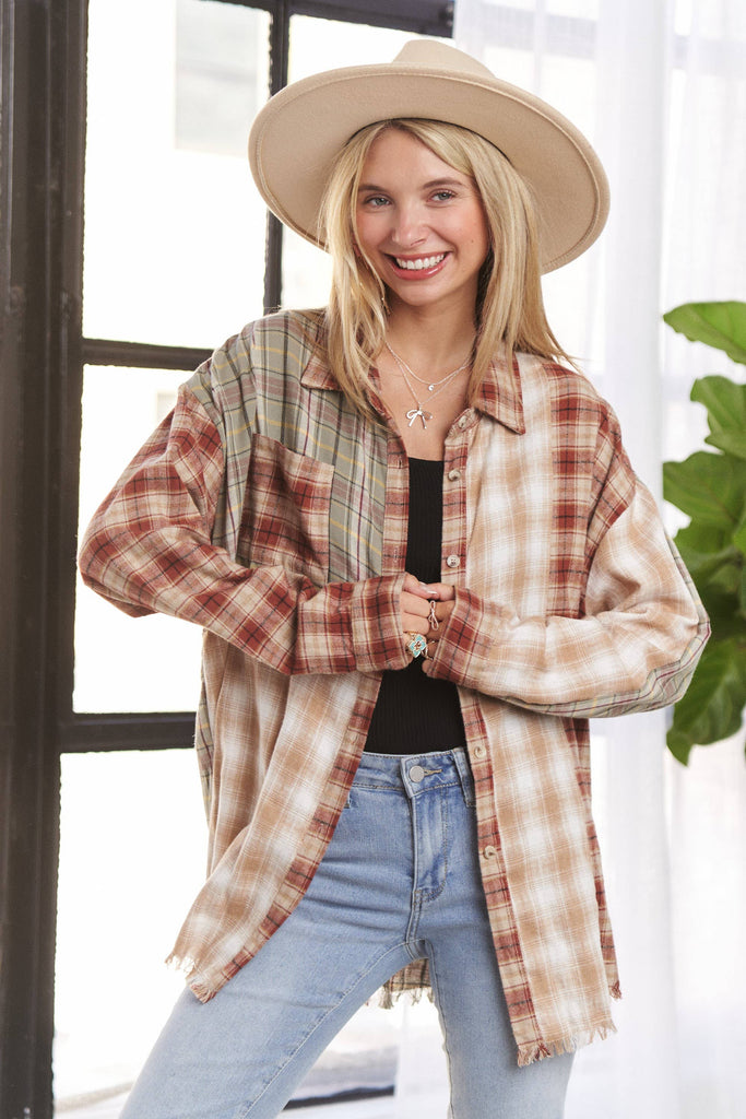 FRAYED EDGE PLAID SHIRT