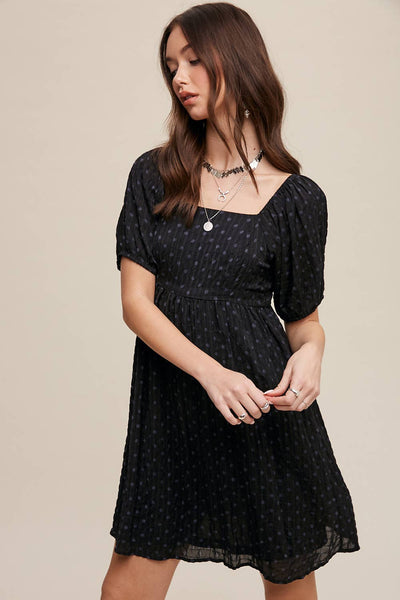 Dot Puff Sleeve Dress