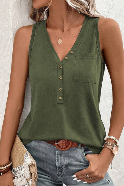 Henley Olive Tank Top