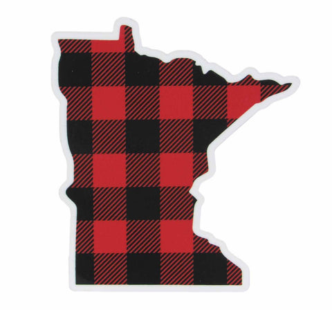 Buffalo plaid Minnesota state vinyl sticker.