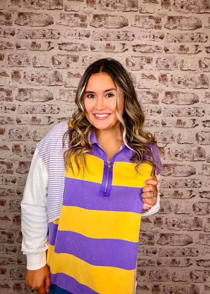Purple & Gold Multi Stripe Top
