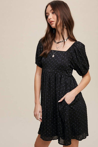 Dot Puff Sleeve Dress
