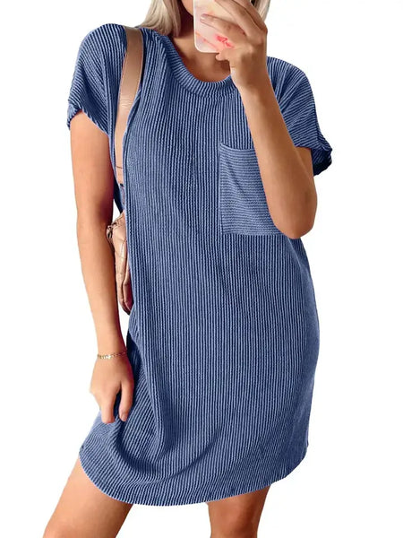 Ribbed T-Shirt Dress with Pockets