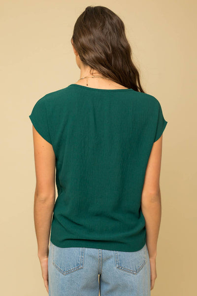 Side Twist Hem Short Sleeve Round Neck Top