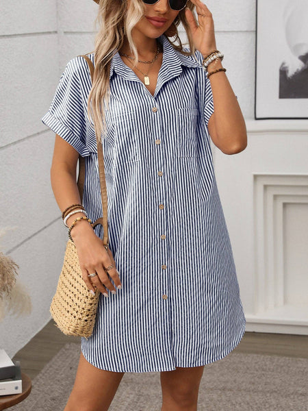 Navy Stripe Shirt Dress