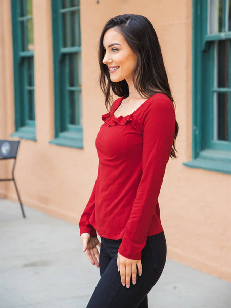 Square Neck Ruffle Top