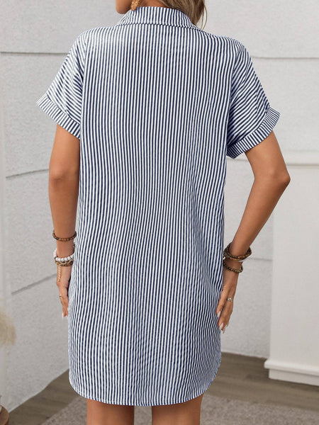 Navy Stripe Shirt Dress