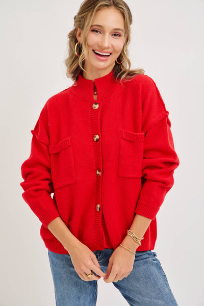 Red Button Down Sweater