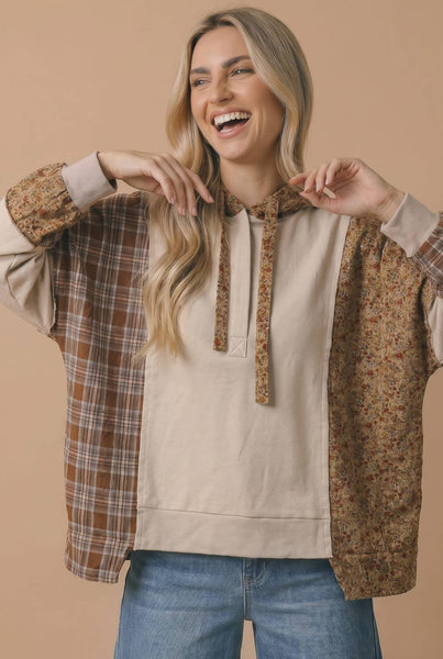 Plaid Color Block Hoodie