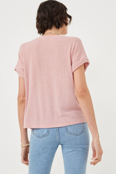 Textured Button Twist Front Top