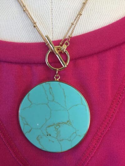 Turquoise Circular Necklace Gold Chain