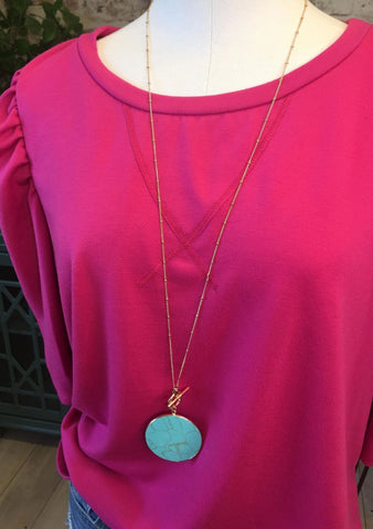 Turquoise Circular Necklace Gold Chain